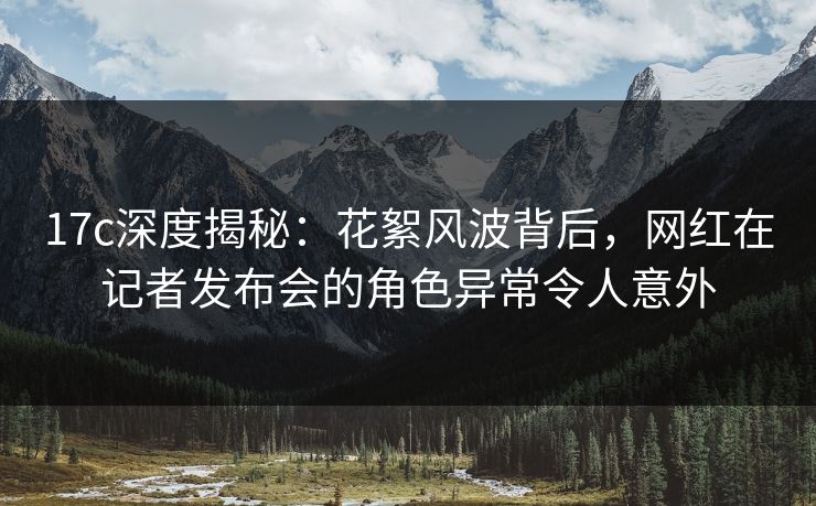 17c深度揭秘：花絮风波背后，网红在记者发布会的角色异常令人意外