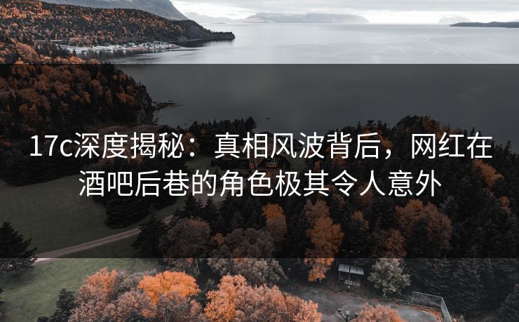 17c深度揭秘：真相风波背后，网红在酒吧后巷的角色极其令人意外