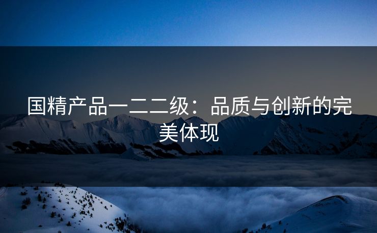 国精产品一二二级：品质与创新的完美体现