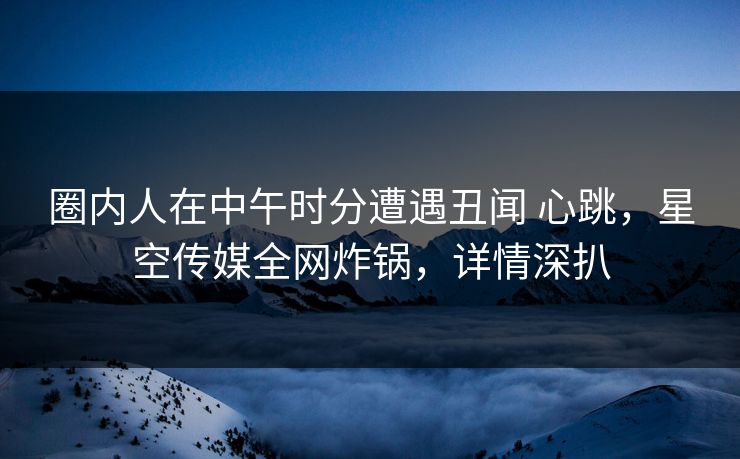 圈内人在中午时分遭遇丑闻 心跳，星空传媒全网炸锅，详情深扒