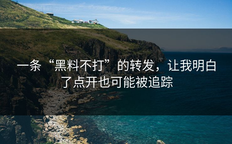一条“黑料不打”的转发，让我明白了点开也可能被追踪